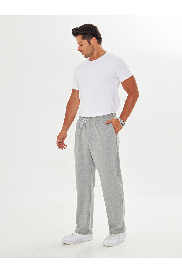 Erkek 2 İp Baggy Sade Bağcıklı Rahat Eşofman - 6
