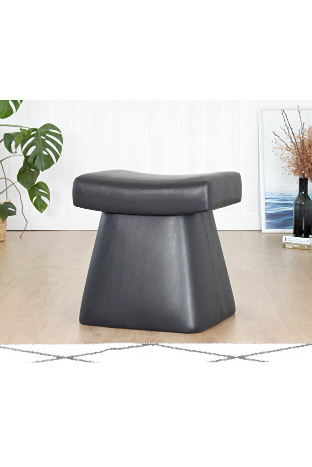 Dambert Deri Puf - Siyah - 2