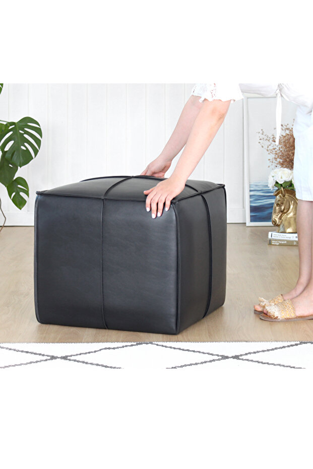 Ottowel Deri Puf - Siyah - 4