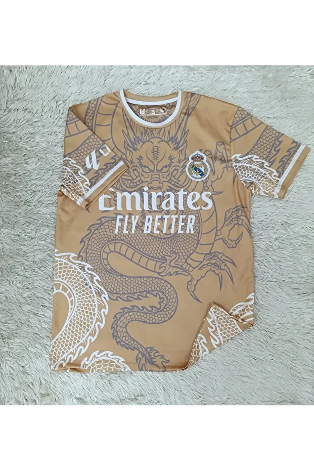 R.e.a.l M.a.d.r.i.d 2024/25 Dragon Desenli Özel Konsept Forması (GOLD) - 1