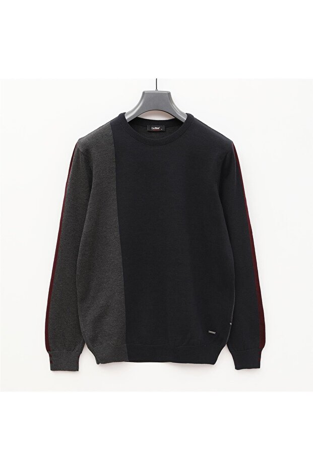Men's Knitwear Long Sleeve Slim Sweater - 189057 - Navy Blue