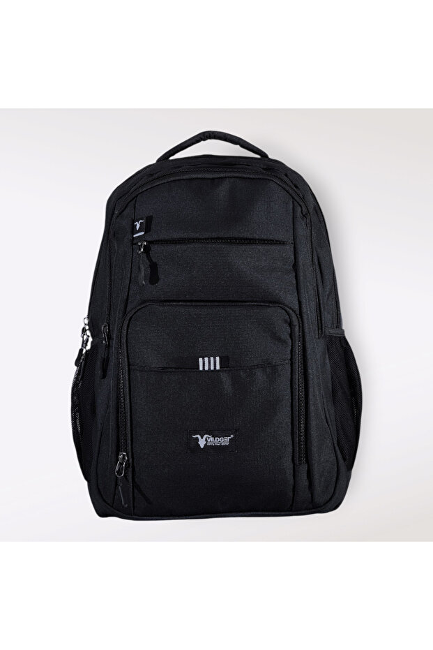 Unisex Multi-Pocket Black Backpack with Laptop Compartment
