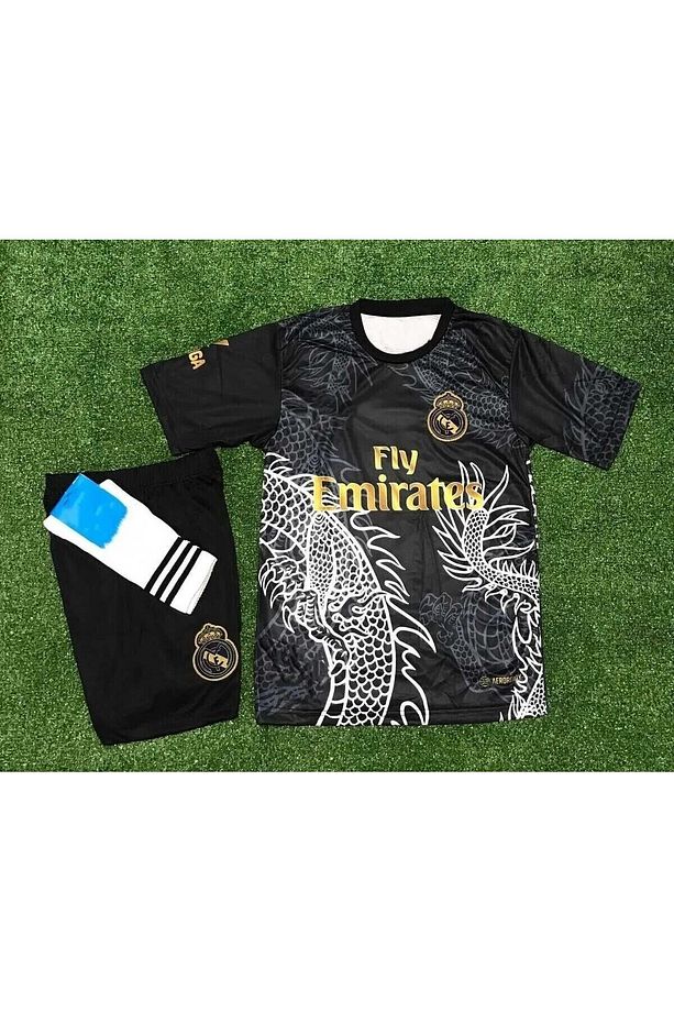 R.e.a.l M.a.d.r.i.d 2023/24 Dragon (EJDERHA) Desenli Cristiano Ronaldo Forması 3'lü Set (BLACK) - 2