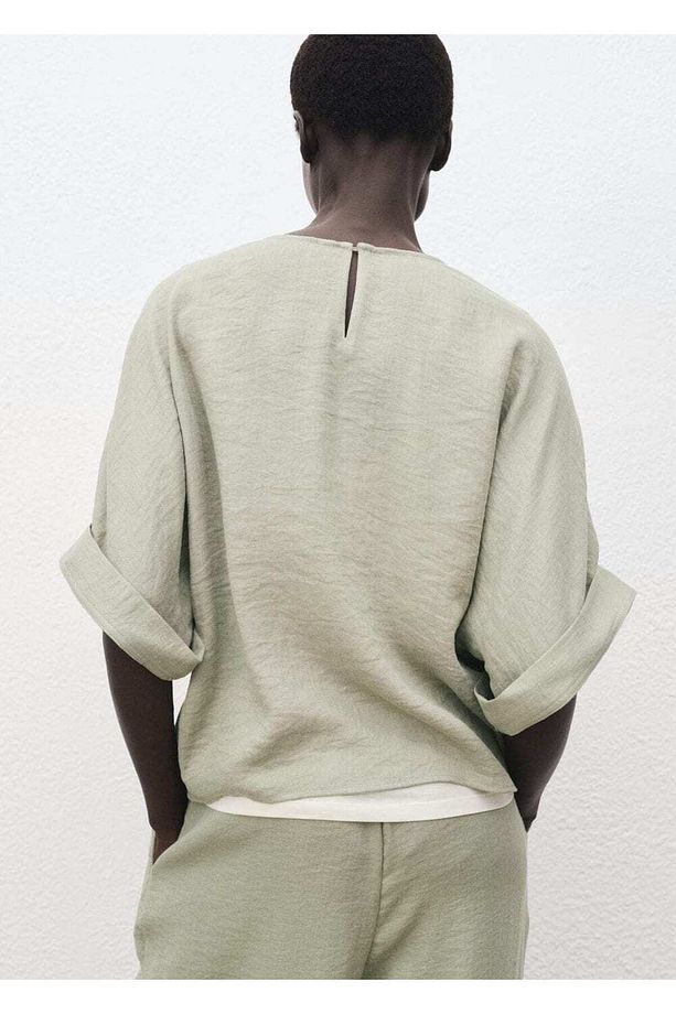 Oversize, Kıvrık Kollu Bluz - 4