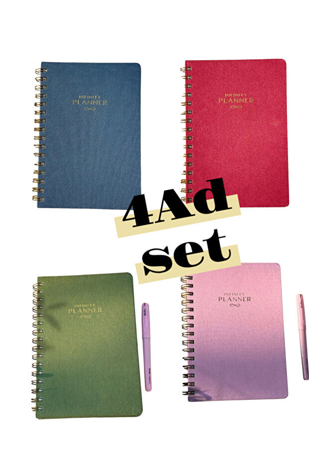 A5 Spiral 4 Piece Set Linen Hard Cover Timeless Planner Agenda Fountain Pen Compatible