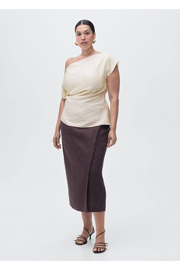 Modal asimetrik yaka bluz - 7