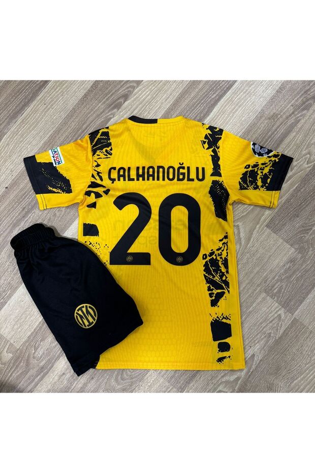 İnter 2024/25 Yeni Sezon Hakan Çalhanoğlu Alternatif Çocuk forması 2'li Set (Yellow) - 1