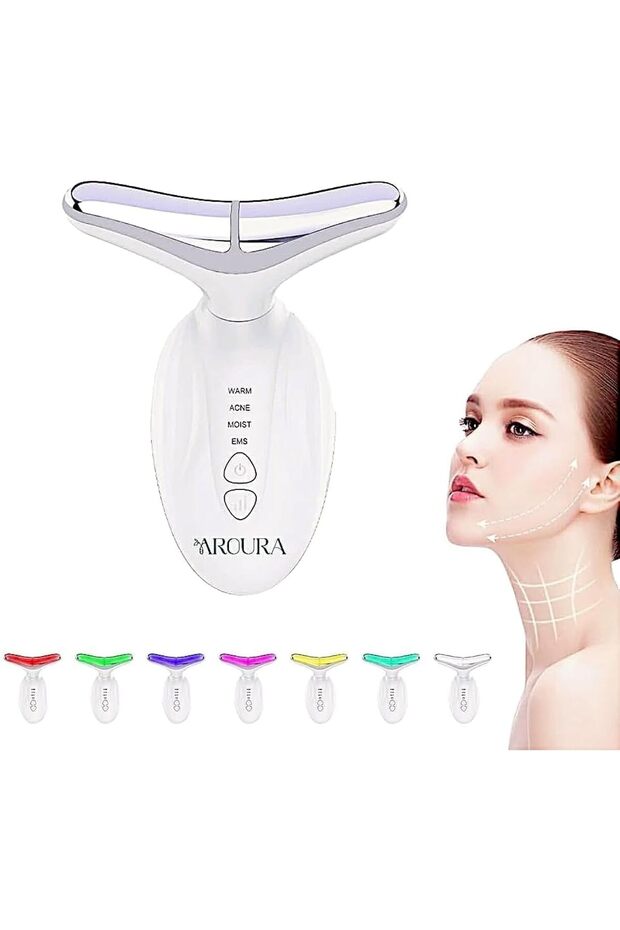 Premium Red Light Therapy Face and Neck Massager 7 in 1-7 LED Light Skin Rejuvenation