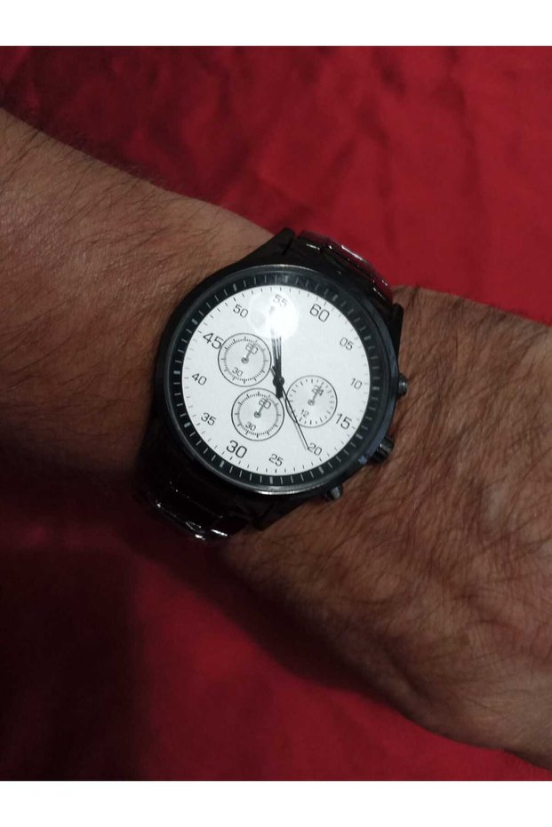 Steel Black Cord Men's Wrist Watch-Black Color Case - White Dial 6041