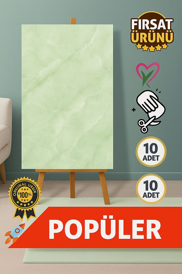 30x60 cm Kendinden Yapışkanlı Mermer Desenli Mutfak Yer Duvar Kaplama Pvc Köpük Duvar Panel 10 ADET - 1