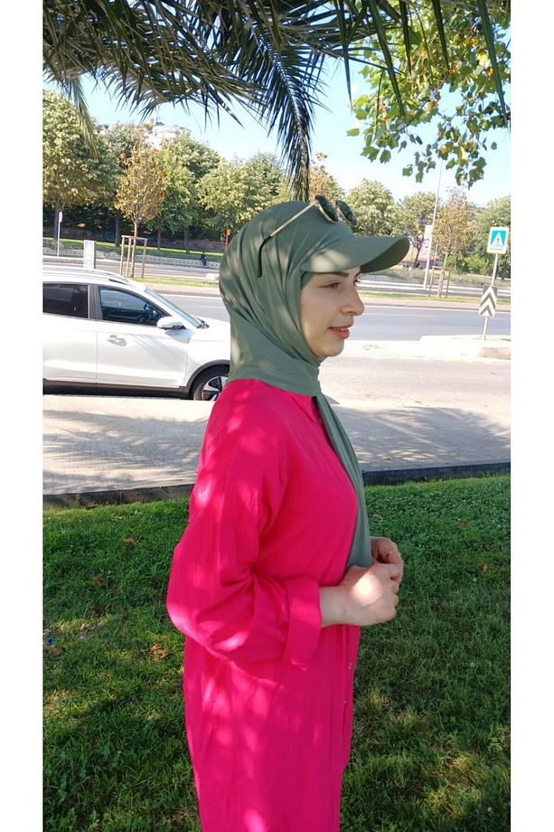 Şapkalı Boneli Hazır Şal Hijab Üstü Kullanılabilen Havuz Deniz Bone Şal - 1