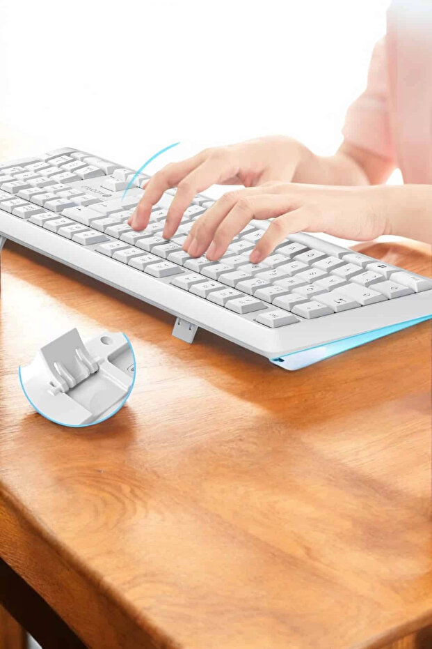 Q Klavye Beyaz Klavye Ve Mouse Seti Kablosuz USB Girişli - 2