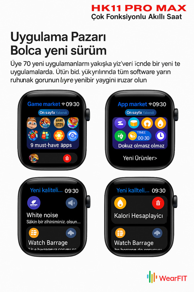 HK 11 ProMax Akıllı Saat Çift Kordonlu 2025 Model Nabız Uyku Spor Takibi Şarjı Uzun Yapay Zeka - 3