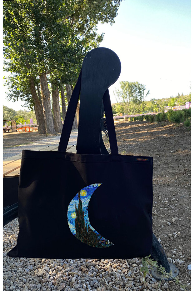 Patterned Tote Bag - Artistic Gabardine Shoulder Bag - Women's Shopping Bag
