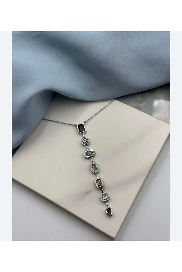 7 Element Tasli Silver Y Necklace Steel Anti-Tarnish