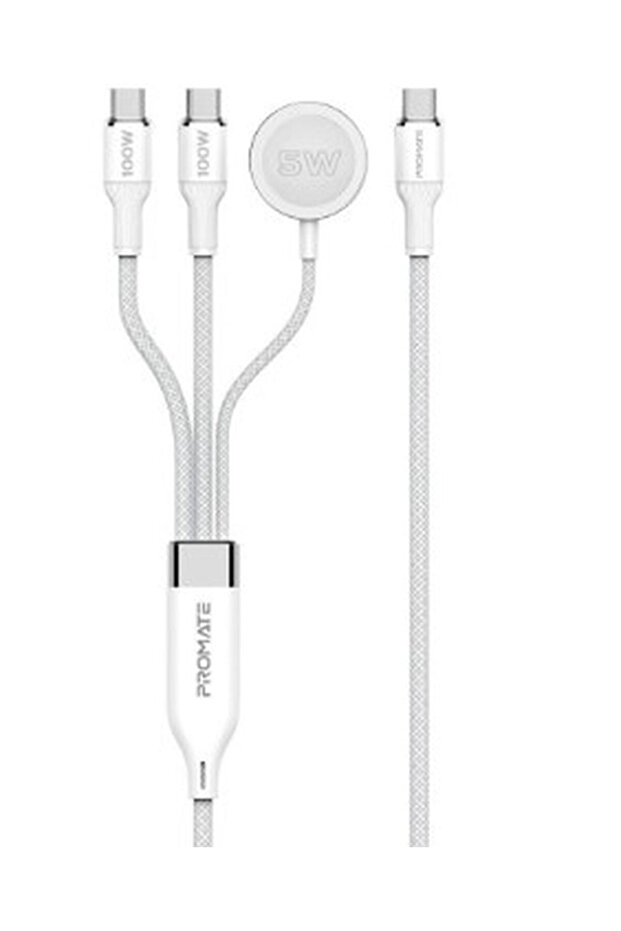 100W SuperFast USB-C Charging Cable with Dual USB-C Ports, Apple Watch Charger