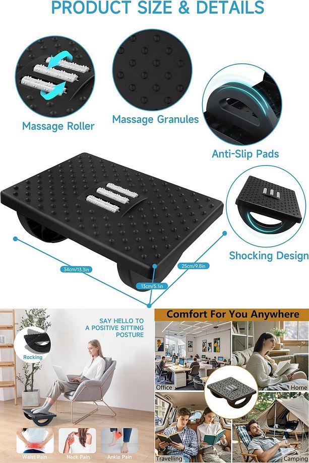 Ofis ve Ev İçin Ayak Masajı ve Duruş Desteği – Ergonomik Tahta Yapı, Kaymaz Denge Platformu Pratik - 6