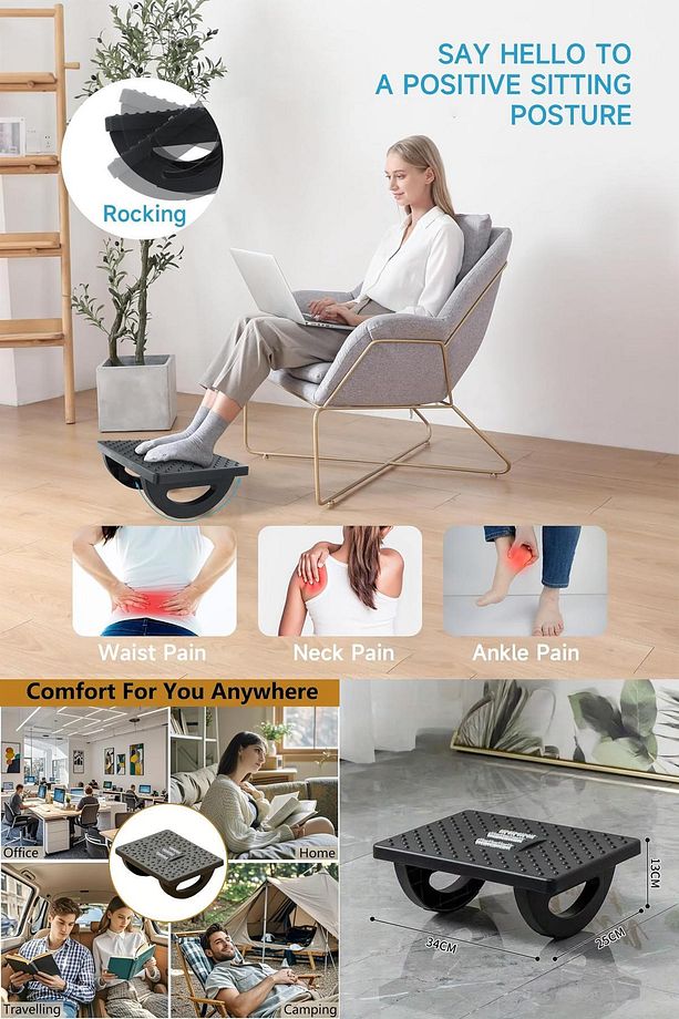 Ofis ve Ev İçin Ayak Masajı ve Duruş Desteği – Ergonomik Tahta Yapı, Kaymaz Denge Platformu Pratik - 3