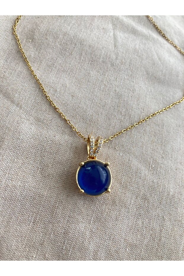 Lacivert taşlı kolye - 3