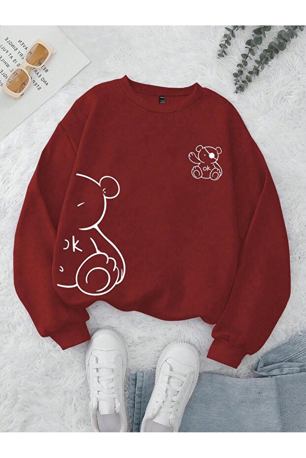 California Los Angeles Printed Fleece Crew Neck Thick Sweatshirt 3 Thread