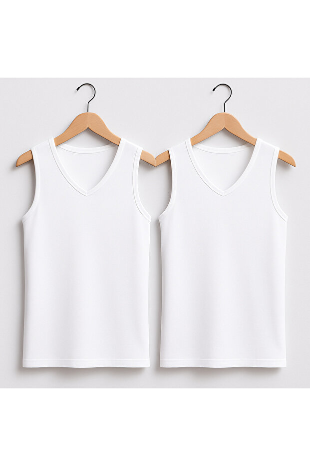 Men's Lycra 100% Cotton Ribbed 2-Piece V-Neck Sleeveless Bodysuit L2İk1L1Kk9E.2Li