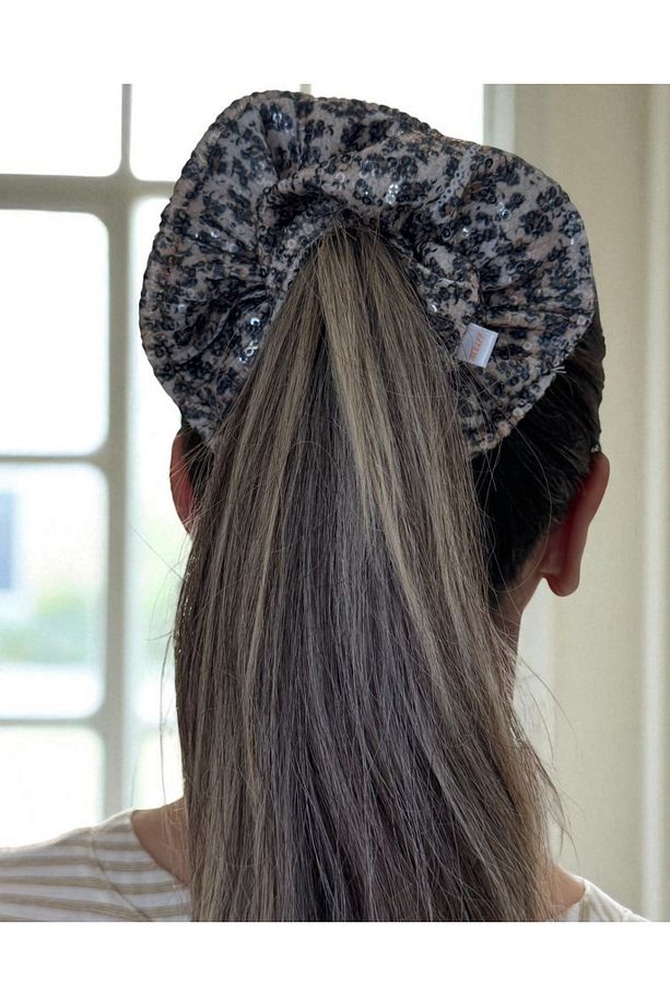 Kadın Lastikli Pullu Leopar Desenli Simit Scrunchie Toka - 5