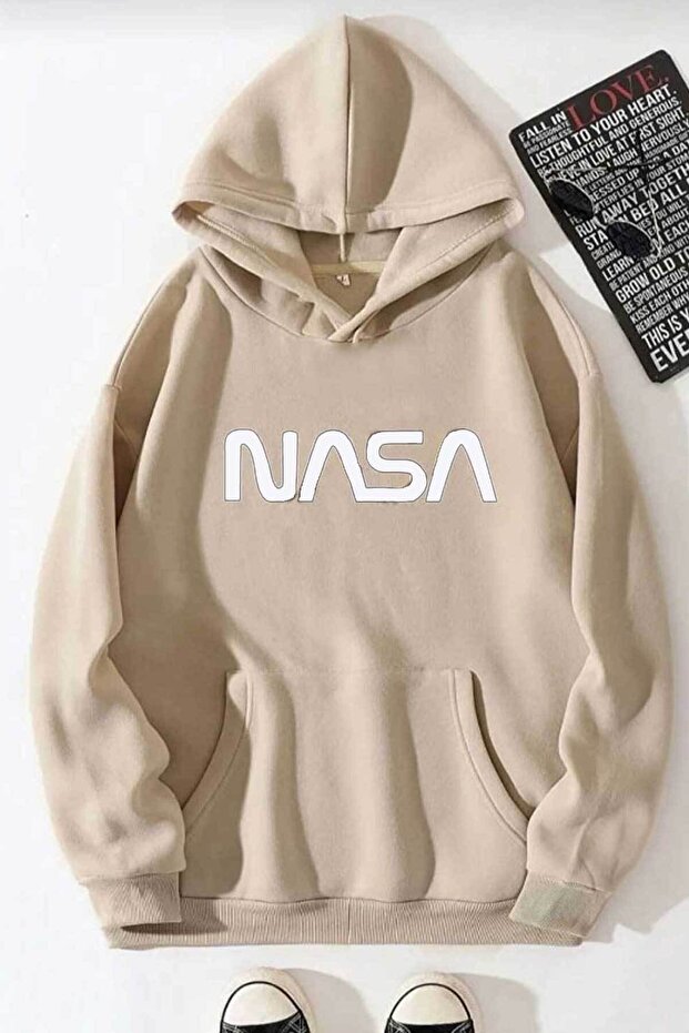Unisex NASA Printed Hooded Sweatshirt