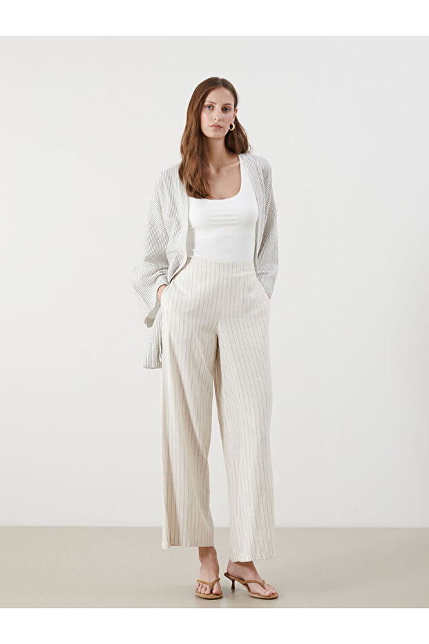 Selections I Beli Corded Striped Linen Blend Women's Trousers from Freezen Store
