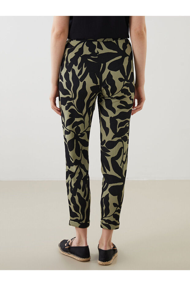 Gemusterte Damenhose mit elastischem Bund - 4