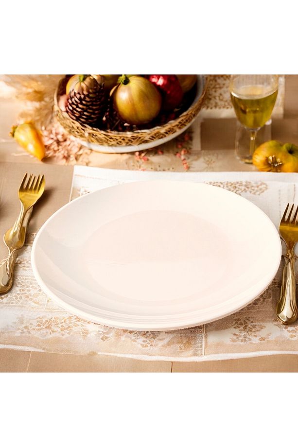 6 adet Tabak 21 cm Kırılmaya Dayanıklı Porelin Yemek Servis Tabağı - 3
