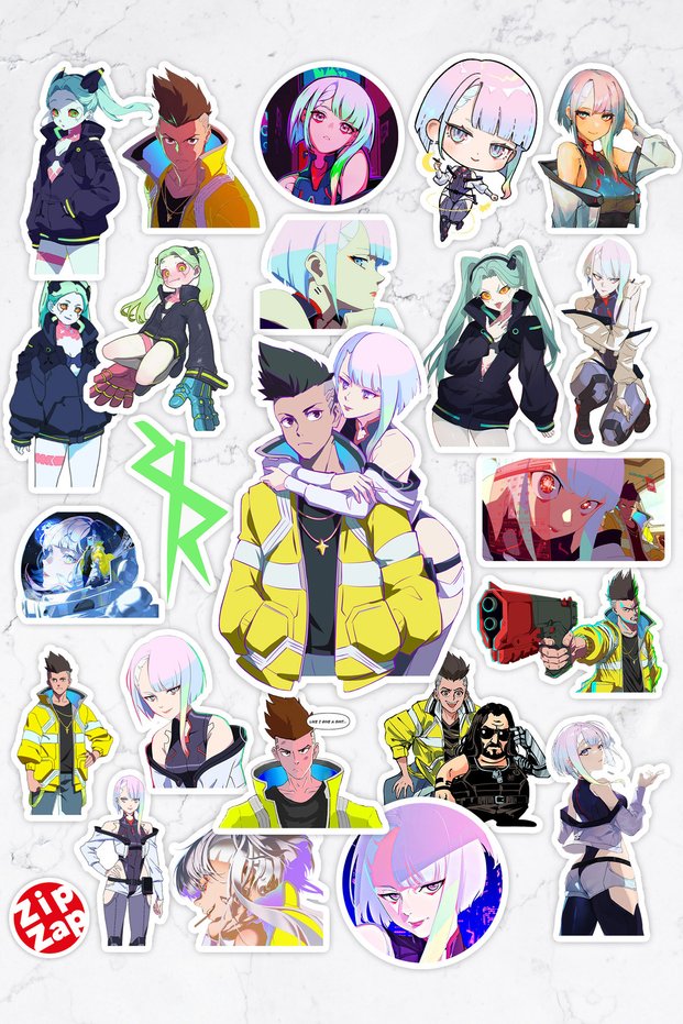 Cyberpunk : Edgerunners Anime Phone Laptop Bullet Journal Sticker Pack (23 Pcs)