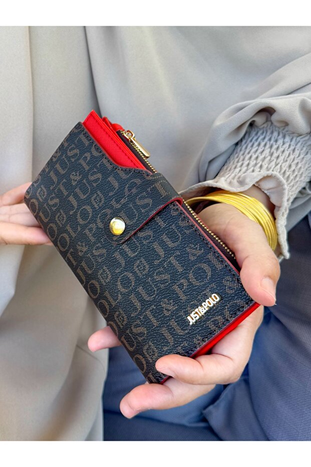 Women's Red Multi-Eye Wallet with Coin and Card Compartments