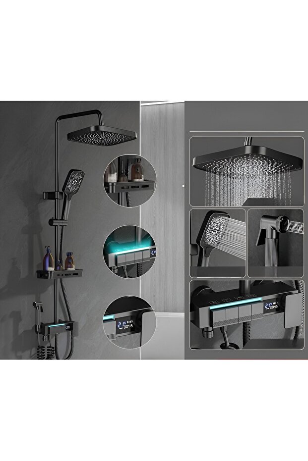 Smart shower column with LED display, thermostatic control, 4 spray modes. - 4