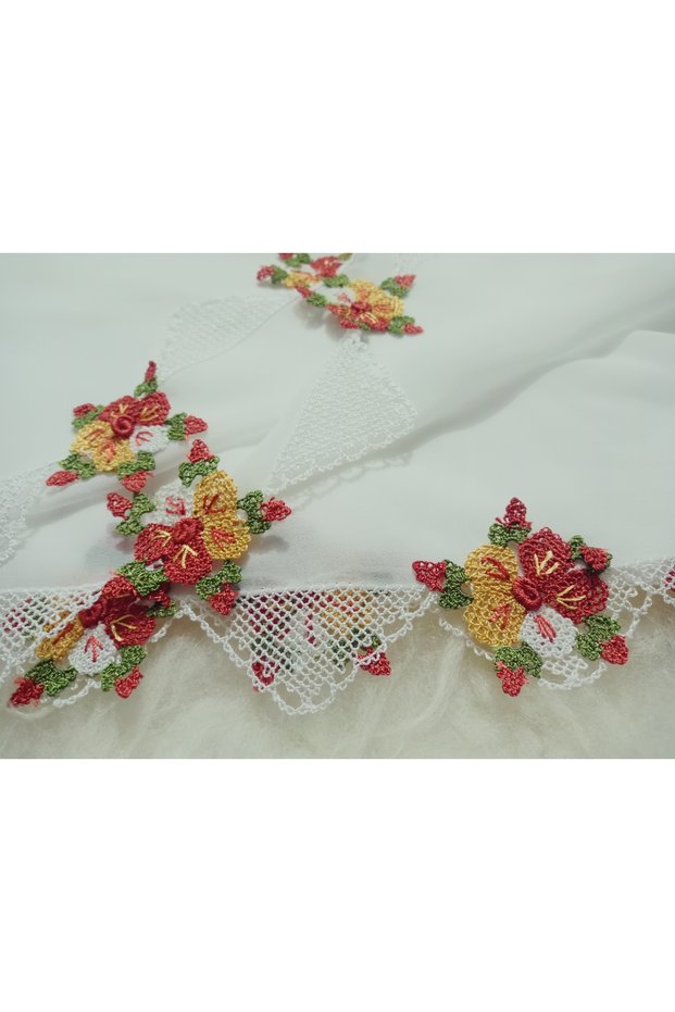Handmade Heavy Needle Embroidered Prayer Cover, Mevlüt Headscarf, Imam Wedding Cover Crepe Fabric