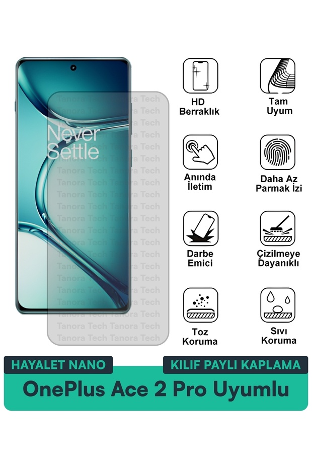 حافظة OnePlus Ace 2 Pro Hayalet Nano متوافقة مع طبقة حماية الشاشة ومقاومة للخدوش والصدمات