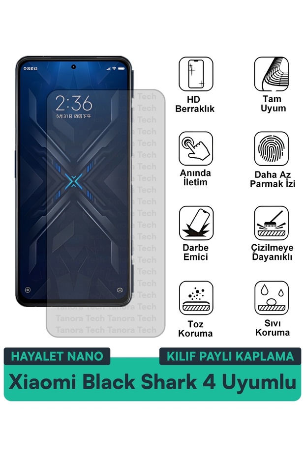 غطاء حماية شاشة متوافق مع هاتف Xiaomi Black Shark 4 Hayalet Nano، فيلم حماية للشاشة ذو التصاق قوي