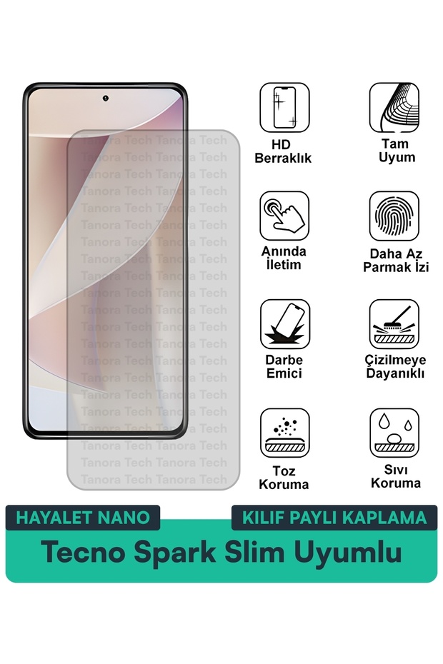 حافظة Tecno Spark Slim Hayalet Nano متوافقة مع طبقة حماية الشاشة، مرنة ورقيقة