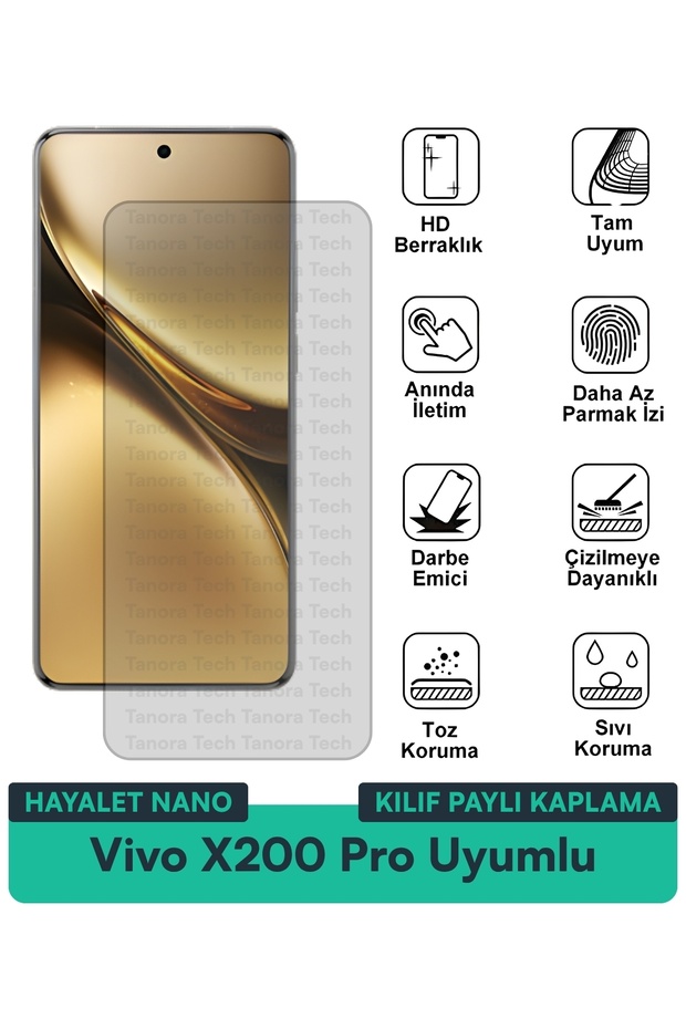 جراب Vivo X200 Pro Hayalet Nano مع طبقة حماية للشاشة متوافقة ومرنة