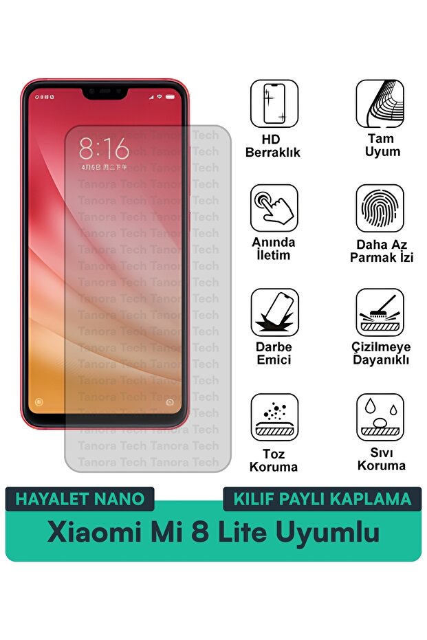 حافظة Xiaomi Mi 8 Lite Ghost Nano متوافقة مع طبقة حماية الشاشة، هيكل مرن