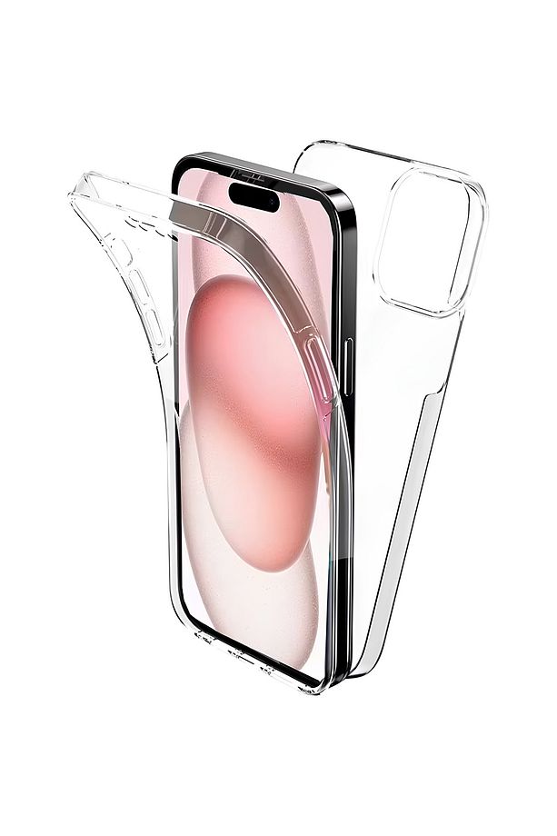 Apple iPhone 15 Pro Max 6.7'' Çift Taraflı Silikon Kılıf Şeffaf - 1