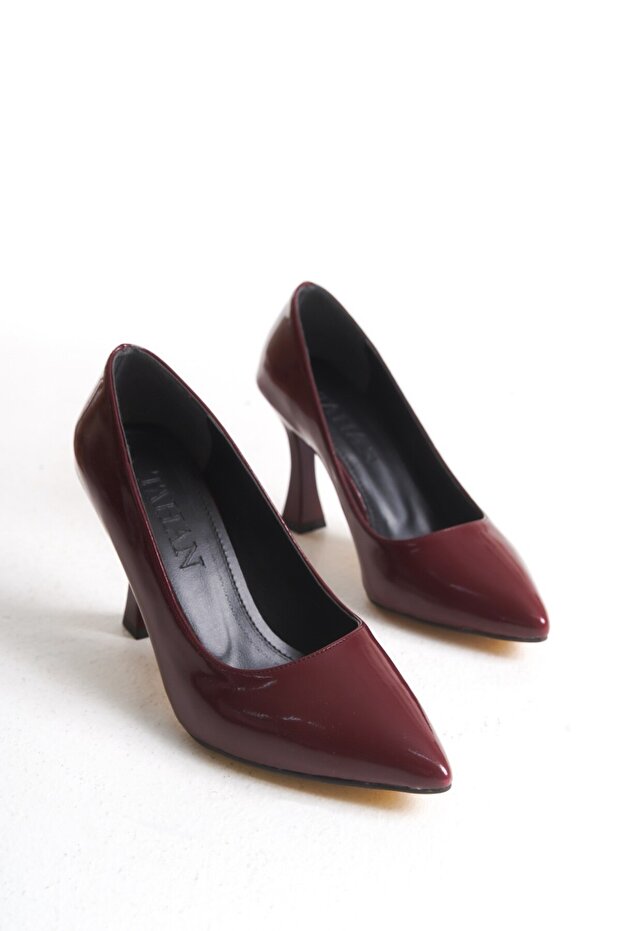 Luna Model Sivri Burun Günlük Kullanım Topuklu Ayakkabı Bordorugan - 2