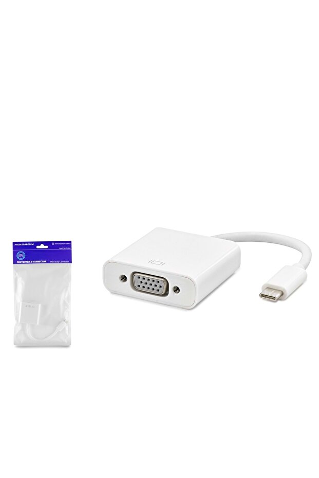 محول صور من النوع C إلى VGA طراز HDX7773 بدقة 1080 بكسل باللون الأبيض