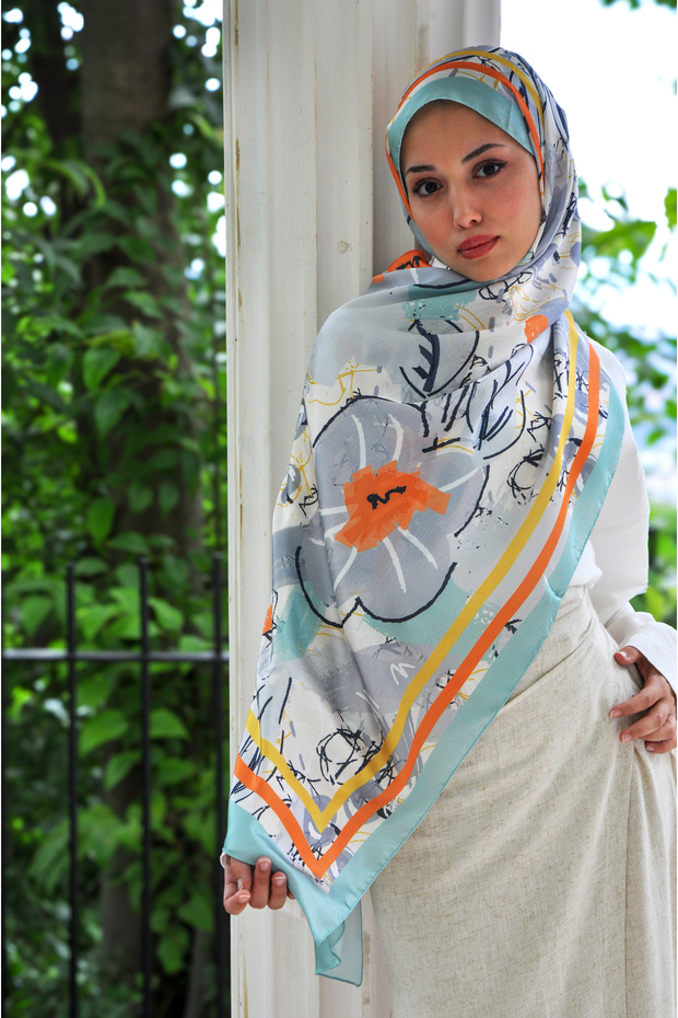 Pastella Pattern Janjan Silk Shawl - 3