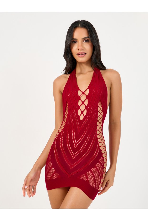 V Detail Cut Out Bodycon Slip Dress