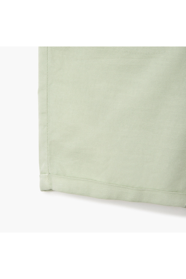 Solid Shorts with Button Closure and Pockets - 5