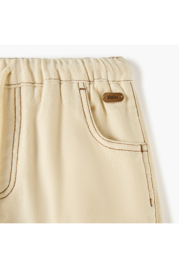 شورت سادة مع رباط للإغلاق وجيوب - 3