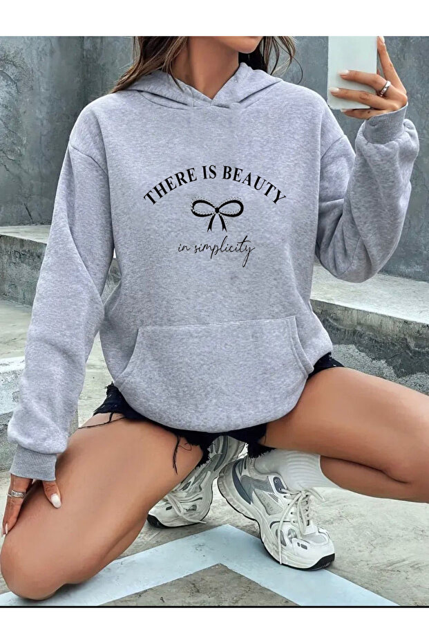 There Is Beauty Printed Fleece Hooded Sweatshirt