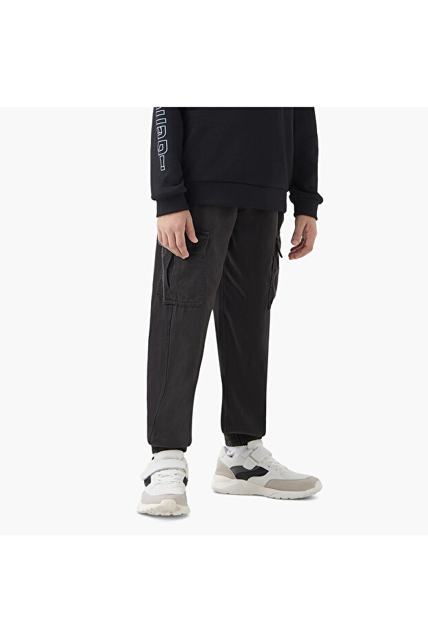 Textured Joggers with Drawstring Closure - 1