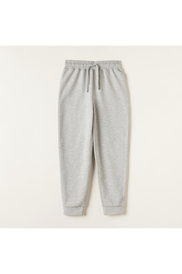 Solid Joggers with Drawstring Closure - 1