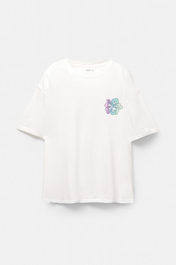 Hibiscus çiçekli t-shirt - 5